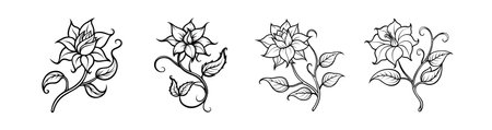 Wandering Vine Flower Bold Outline Designのイラスト素材