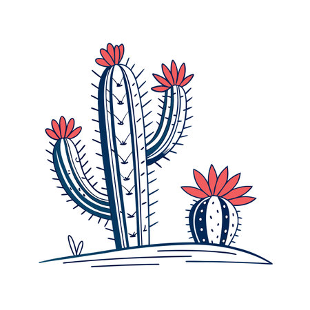 Stylish Cleistocactus Houseplant Illustrationのイラスト素材