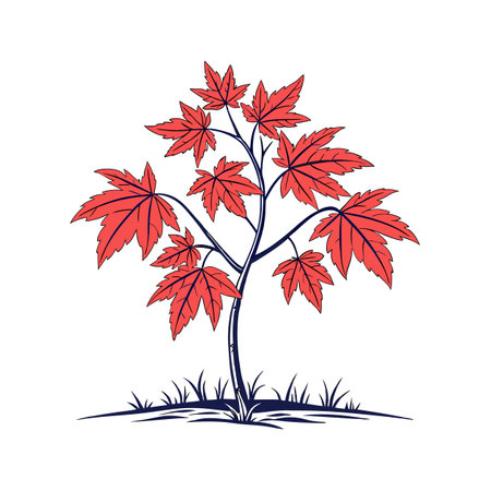 Artistic Red Maple Houseplant Illustrationのイラスト素材