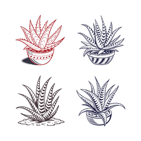 Haworthia Houseplant Bold Outline Designのイラスト素材