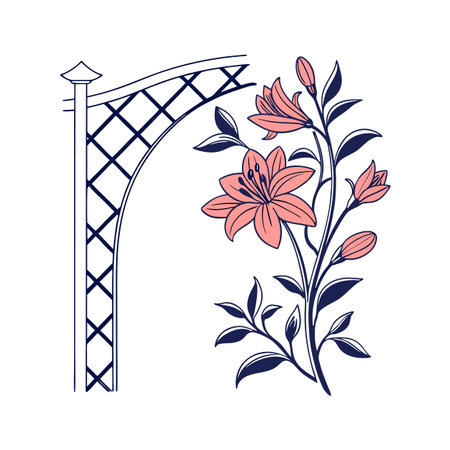 Vibrant Trellis Flower Illustrationのイラスト素材