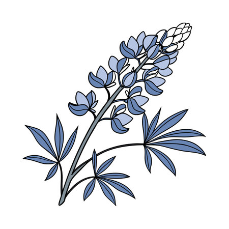 Vibrant Blue Bonnet Flower Illustrationのイラスト素材