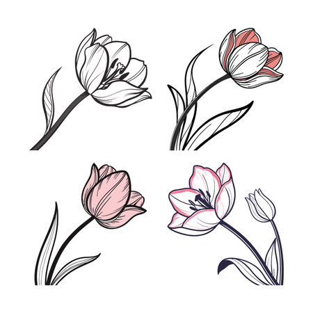 Tulip Flower Top Bold Outline Designのイラスト素材