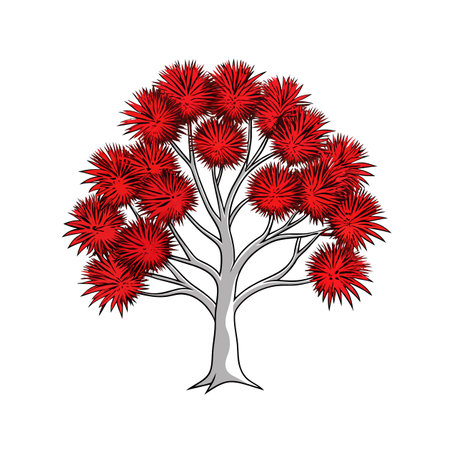 Striking Bottlebrush Tree Illustration with Strong Outlineのイラスト素材