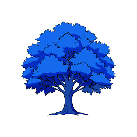 Charming Blue Beech Tree Design with Strong Outlineのイラスト素材