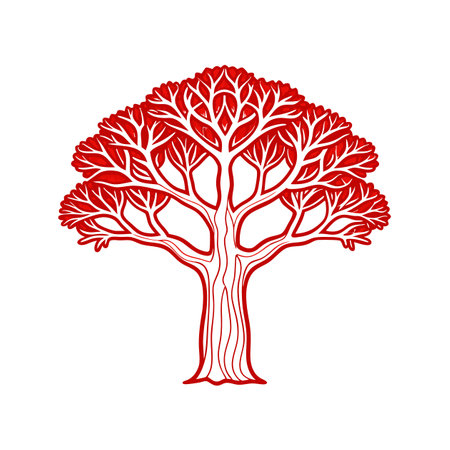 Elegant Coral Tree Graphic with Bold Linesのイラスト素材