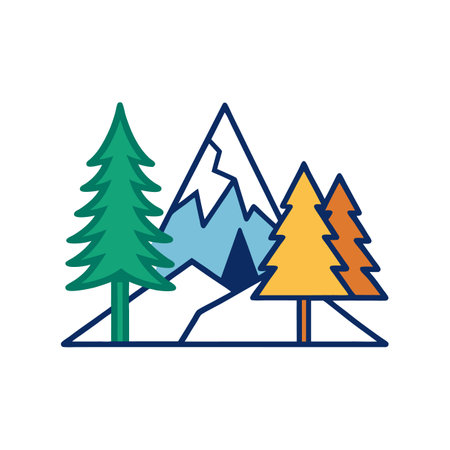 Creative Mountain Pine Tree Artworkのイラスト素材