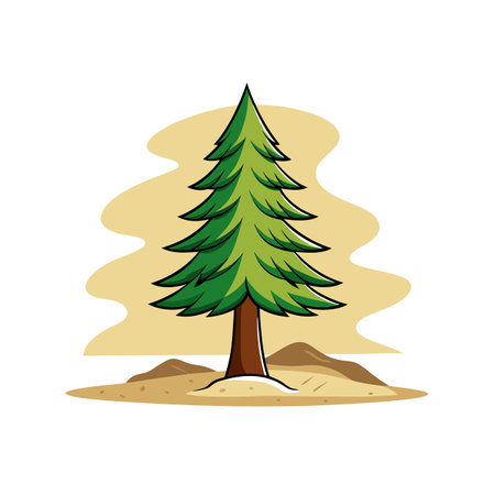 Vibrant Sand Pine Tree Artwork with Bold Styleのイラスト素材