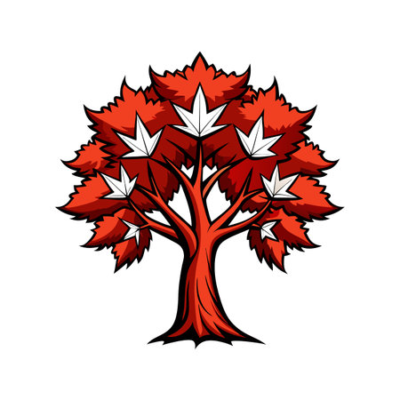 Stunning Bold Outline of Sweetgum Treeのイラスト素材