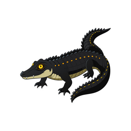 Realistic Black Caiman Color Illustrationのイラスト素材