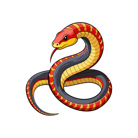 Colorful Illustration of Common Egg-Eater Snake in Nature