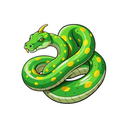 Realistic Emerald Tree Boa Nature Artworkのイラスト素材