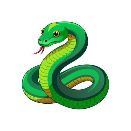 Majestic Green Anaconda Among Vegetationのイラスト素材