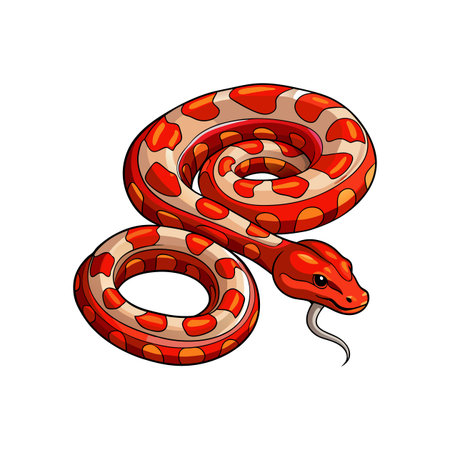 Colorful Illustration of Red-Tailed Boa in Habitat