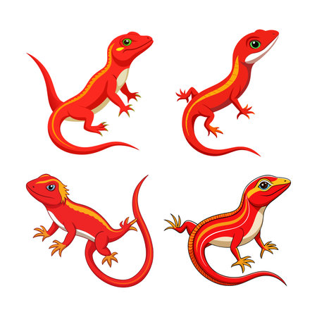 Colorful Red-Throated Anole Realistic Wildlife Illustrationのイラスト素材