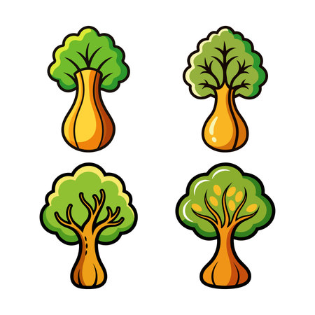 Bold Butternut Tree Illustration on White Backgroundのイラスト素材