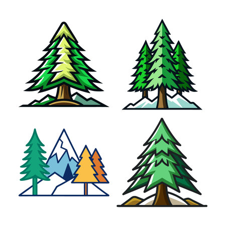 Bold Illustration of Mountain Pine Treeのイラスト素材