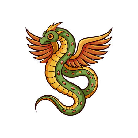 Vivid Ornate Flying Snake Nature Illustrationのイラスト素材