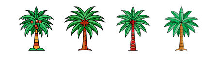 Vibrant Christmas Palm Tree Design with Bold Outlineのイラスト素材