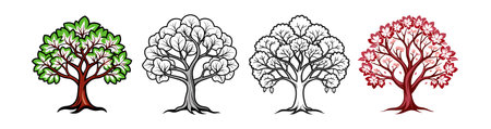 Bold Dogwood Tree Illustration Designのイラスト素材