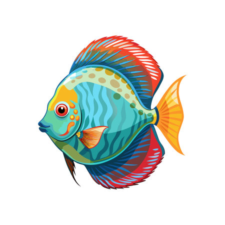 Remarkable Discus Fish Colorful Representationのイラスト素材