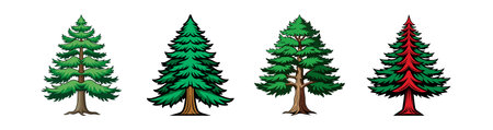 Bold Illustration of Virginia Pine Treeのイラスト素材