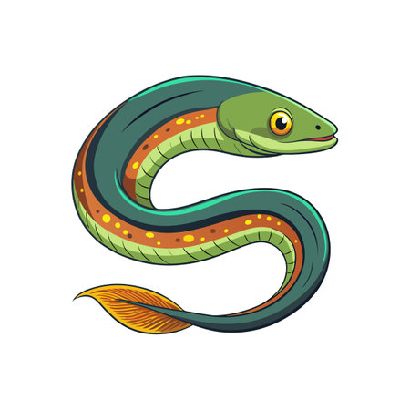 Vivid Freshwater Moray in Aquatic Sceneのイラスト素材