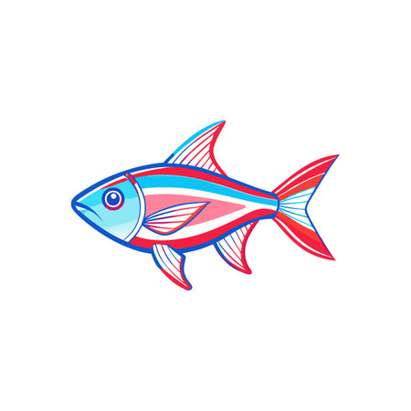 Realistic Neon Tetra Illustration Featuring Vibrant Colorsのイラスト素材