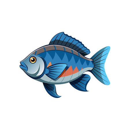 Dynamic Tilapia Fish Illustration with Aquatic Featuresのイラスト素材