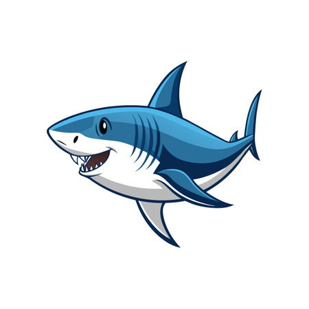 Colorful White Shark Illustration Highlighting Realistic Featuresのイラスト素材