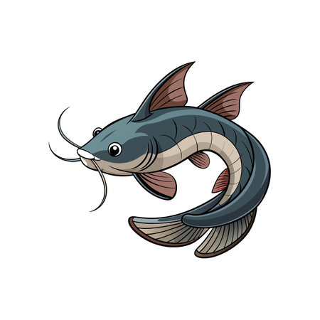Colorful Whisker Catfish Illustration Highlighting Brightnessのイラスト素材