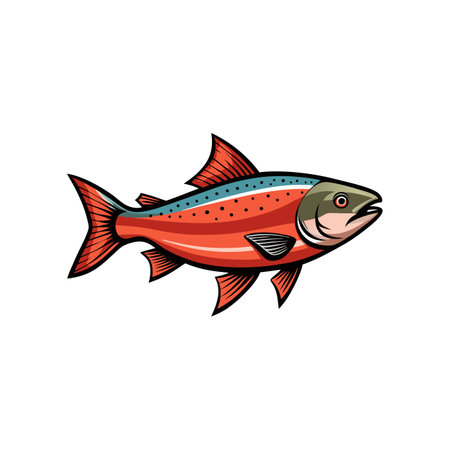 Charming Wild Salmon Fish Aquatic Beautyのイラスト素材