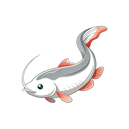 Colorful White Catfish Illustration with Bright Featuresのイラスト素材