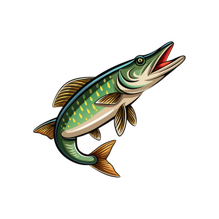 Captivating Wintertide Pike Fish Color Artのイラスト素材