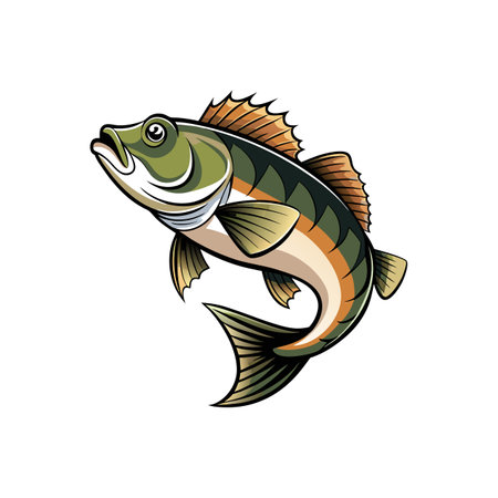 Vivid Wildwisp Bass Fish in Colorful Detailのイラスト素材
