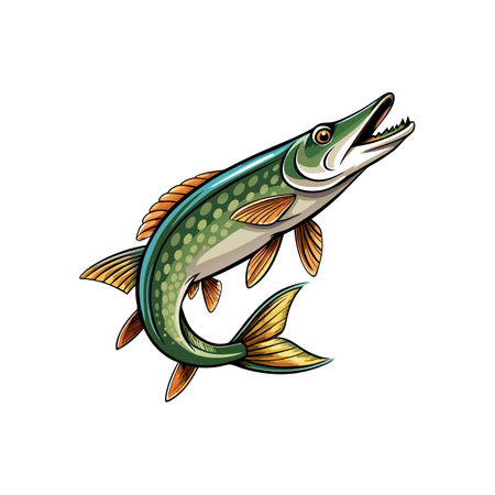Dynamic Wracktail Pike Realistic Designのイラスト素材