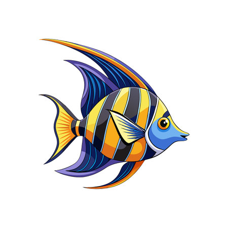 Bright Wandering Angel Fish Realistic Illustration Highlighting Detailのイラスト素材