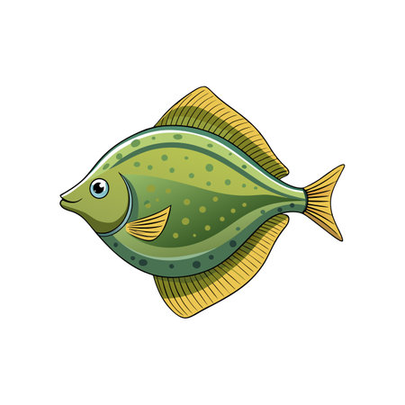 Colorful Flatfish in Dynamic Aquatic Sceneのイラスト素材
