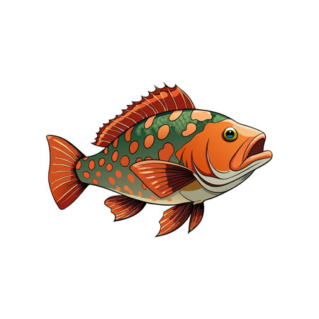 Colorful Wavenet Grouper Illustration Highlighting Realistic Featuresのイラスト素材