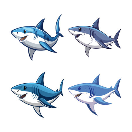 Vivid White Shark Illustration Featuring Bright Detailのイラスト素材
