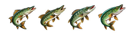 Colorful Weepback Pike Illustration with Realistic Featuresのイラスト素材
