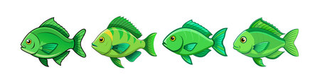 Green Chromis with Bright Realistic Colorsのイラスト素材