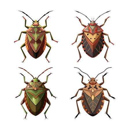 Realistic Colorful Brown Marmorated Stink Bug Illustrationのイラスト素材