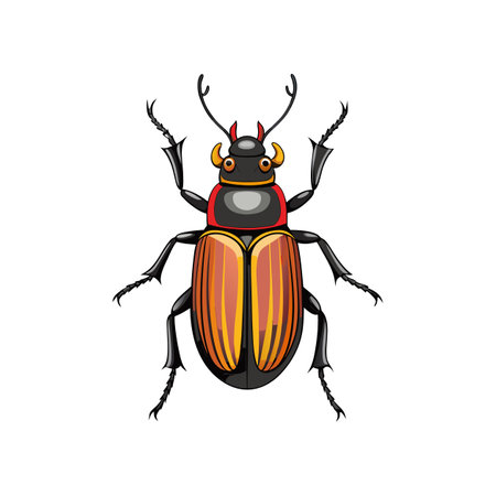 Detailed Illustration of Carabid Beetle in Colorのイラスト素材