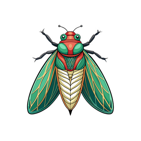 Vivid Cicada Animal Detailed Artworkのイラスト素材