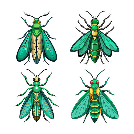 Realistic Emerald Ash Borer Colorful Illustrationのイラスト素材