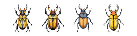 Realistic Hercules Beetle Colorful Illustrationのイラスト素材