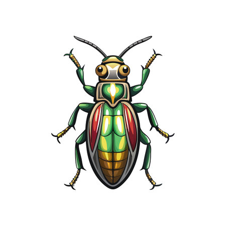 Detailed Color Illustration of Metallic Woodborerのイラスト素材