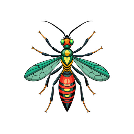 Stunning Colorful Ichneumon Wasp Artworkのイラスト素材