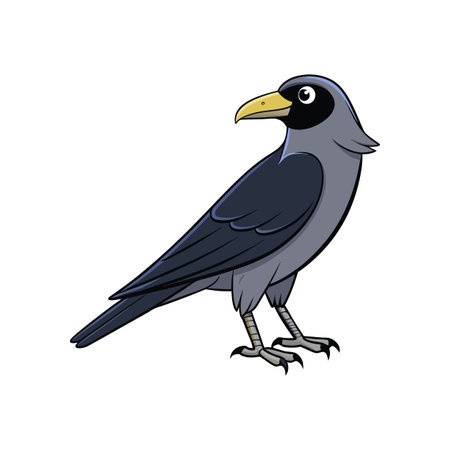 Elegant Jackdaw Bird Realistic Artworkのイラスト素材